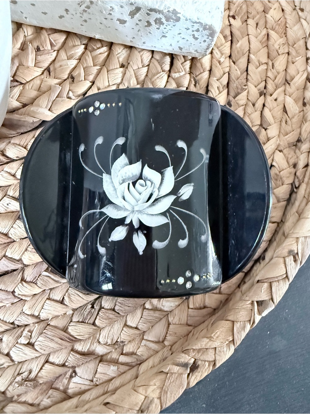 Hand painted Mona Lisa hair clip